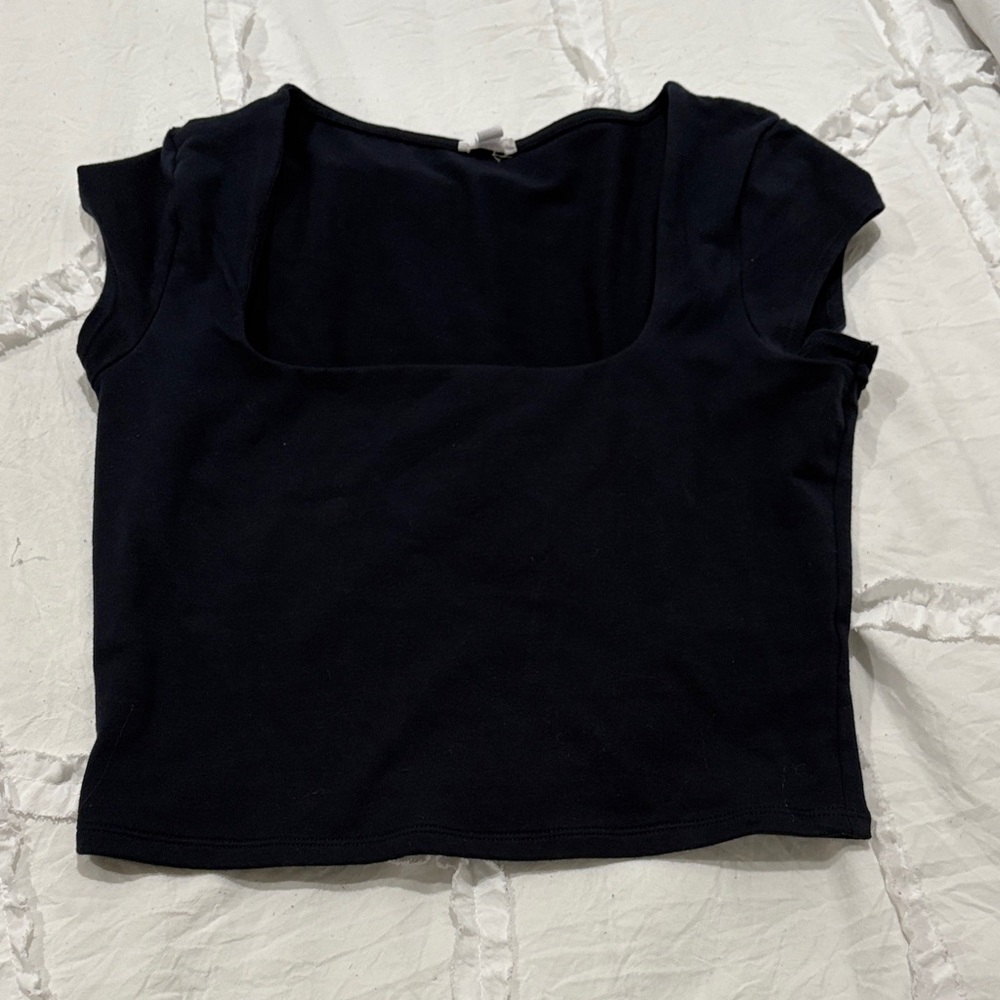 Navy garage Portia square neck top - size medium - perfect condition
